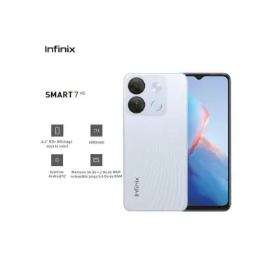 Infinix Smart 7 HD 64GB - (2+2) GB RAME- Blanc